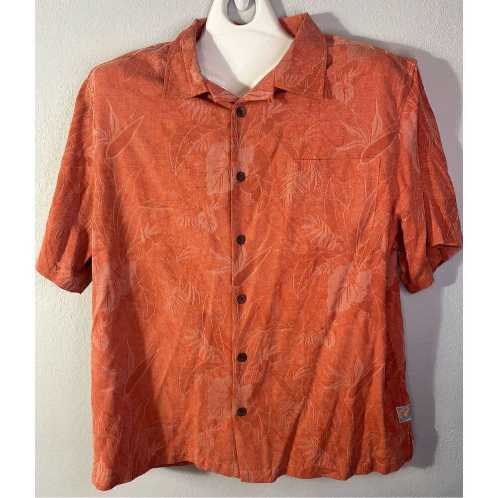 Margaritaville It's 5 O'Clock Somewhere Silk Orange Print Hawaiian Shirt 2XL